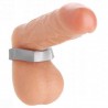 thick rubber cock ring worn as a ball stretcher