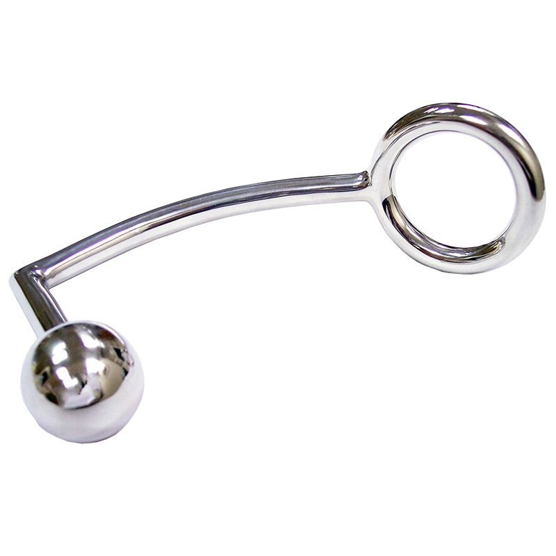Metal anal probe with cock ring