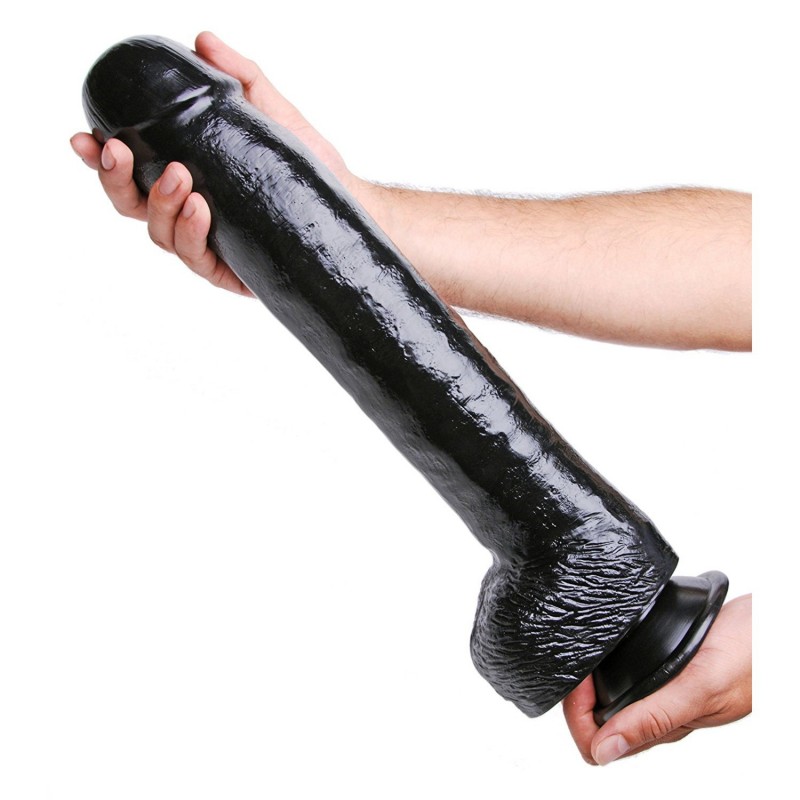 16 inch long black destroyer dildo by Master Series