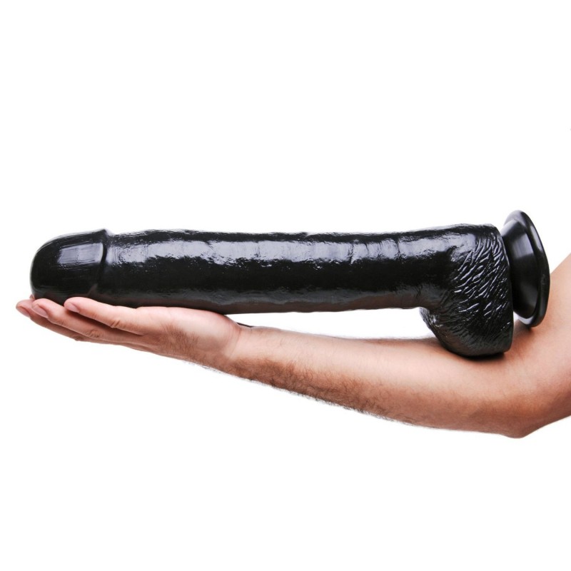 Black Destroyer dildo with a suction cup base