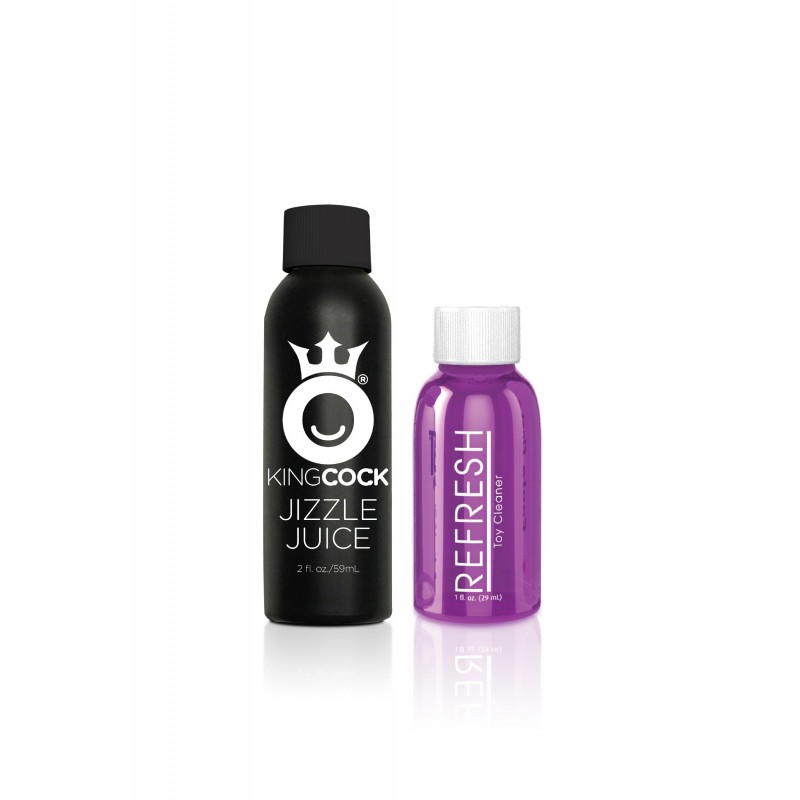 The squirting dildo comes with Jizzle Juice and toy cleaner