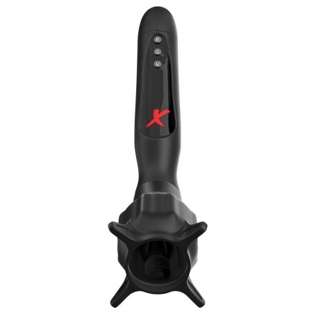 The Elite Vibrating Roto Sucker Masturbator is a sleek black design with simple controls