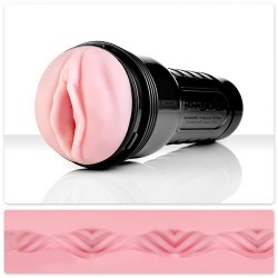 Fleshlight Pink Lady Vortex has a vagina orifice and a Vortex textured inner sleeve within a secure black plastic housing