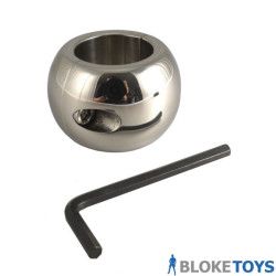 The Donut Stainless Steel Ballstretcher uses a hex key locking mechanism for a secure fit