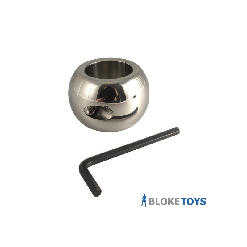 The Donut Stainless Steel Ballstretcher uses a hex key locking mechanism for a secure fit